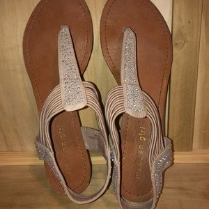 Nude flat sparkly sandal